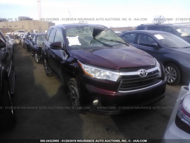 5TDJKRFH3ES028573 - 2014 TOYOTA HIGHLANDER XLE მუქწითელი ფოტო 1