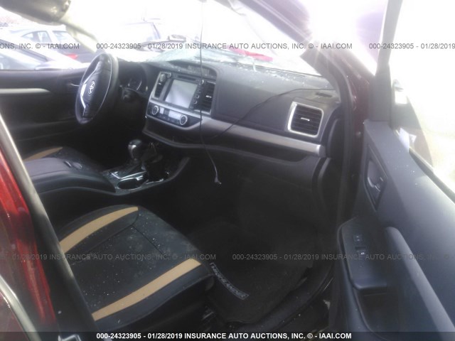 5TDJKRFH3ES028573 - 2014 TOYOTA HIGHLANDER XLE მუქწითელი ფოტო 5