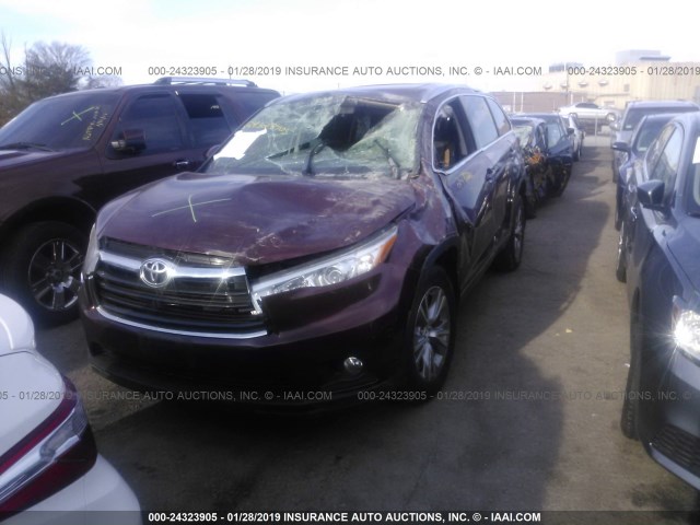 5TDJKRFH3ES028573 - 2014 TOYOTA HIGHLANDER XLE მუქწითელი ფოტო 6