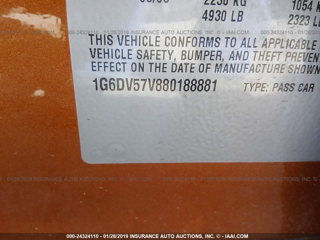 1G6DV57V880188881 - 2008 CADILLAC CTS HI FEATURE V6 ORANGE photo 9