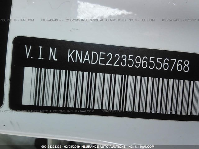 KNADE223596556768 - 2009 KIA RIO LX/SX WHITE photo 9