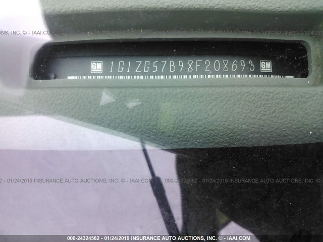 1G1ZG57B98F208693 - 2008 CHEVROLET MALIBU LS GRAY photo 9