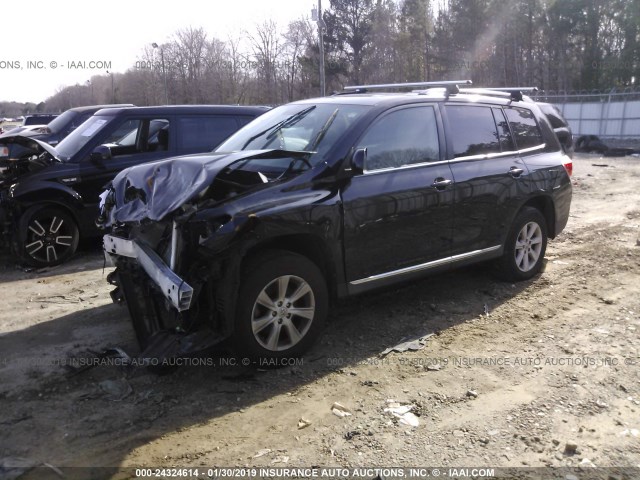 5TDZA3EH5CS025725 - 2012 TOYOTA HIGHLANDER SE BLACK photo 2