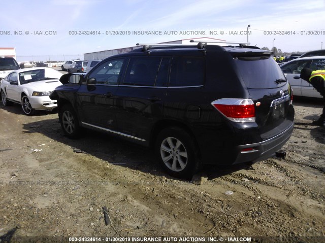 5TDZA3EH5CS025725 - 2012 TOYOTA HIGHLANDER SE BLACK photo 3