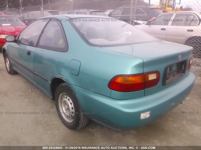 1HGEJ2227RL041963 - 1994 HONDA CIVIC DX TEAL photo 3