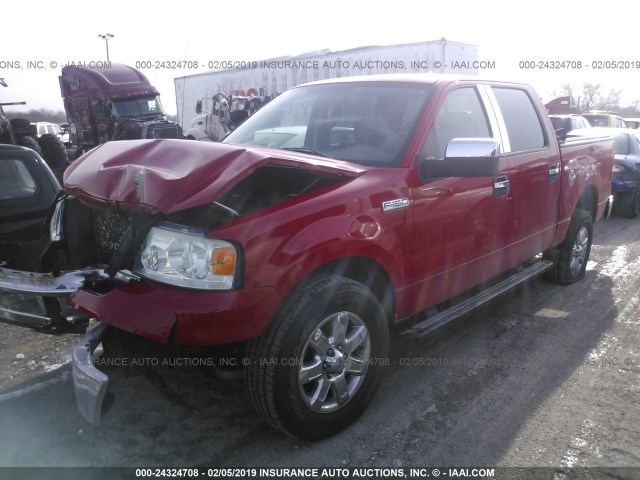 1FTPW14515FA14387 - 2005 FORD F150 SUPERCREW RED photo 2