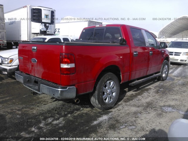 1FTPW14515FA14387 - 2005 FORD F150 SUPERCREW RED photo 4