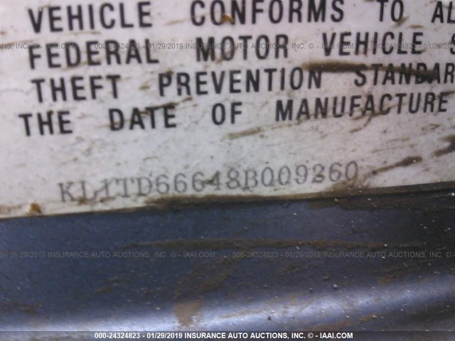 KL1TD66648B009260 - 2008 CHEVROLET AVEO LS BLUE photo 9