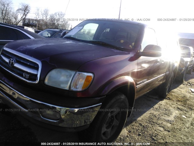 5TBBT4812YS105452 - 2000 TOYOTA TUNDRA ACCESS CAB LIMITED RED photo 2