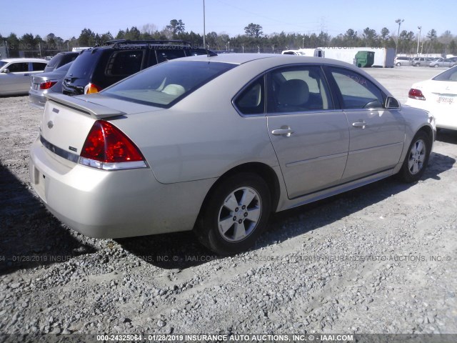 2G1WB5EK3A1213793 - 2010 CHEVROLET IMPALA LT TAN photo 4