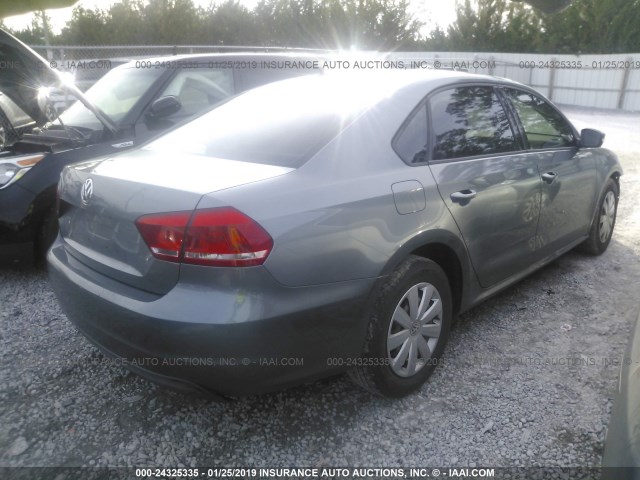 1VWAP7A33DC031388 - 2013 VOLKSWAGEN PASSAT S GRAY photo 4