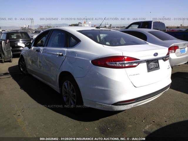 3FA6P0LU0HR385453 - 2017 FORD FUSION SE HYBRID WHITE photo 3