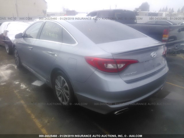 5NPE34AFXGH351115 - 2016 HYUNDAI SONATA SPORT/LIMITED SILVER photo 3