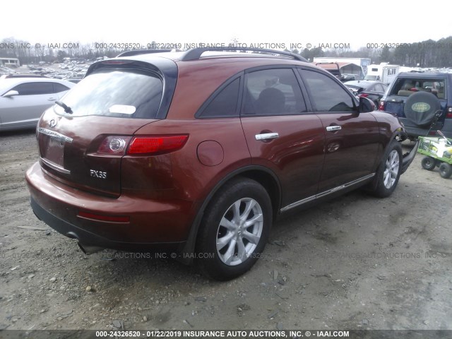 JNRAS08W46X210981 - 2006 INFINITI FX35 ORANGE photo 4