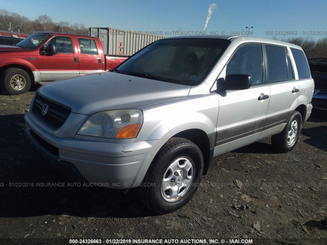 2HKYF18104H592464 - 2004 HONDA PILOT LX SILVER photo 2