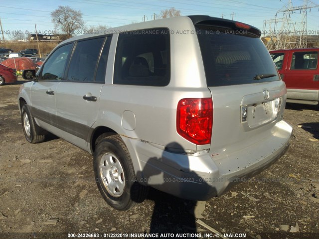 2HKYF18104H592464 - 2004 HONDA PILOT LX SILVER photo 3