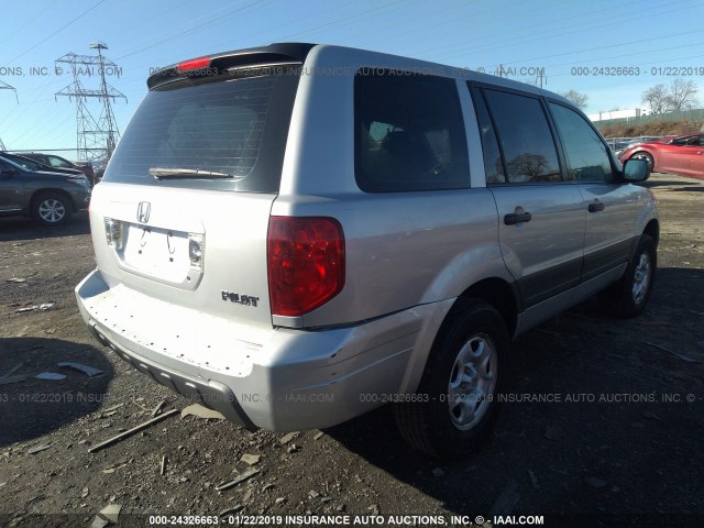 2HKYF18104H592464 - 2004 HONDA PILOT LX SILVER photo 4