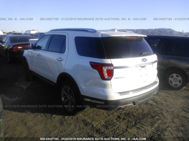 1FM5K8F8XJGB35339 - 2018 FORD EXPLORER LIMITED WHITE photo 3