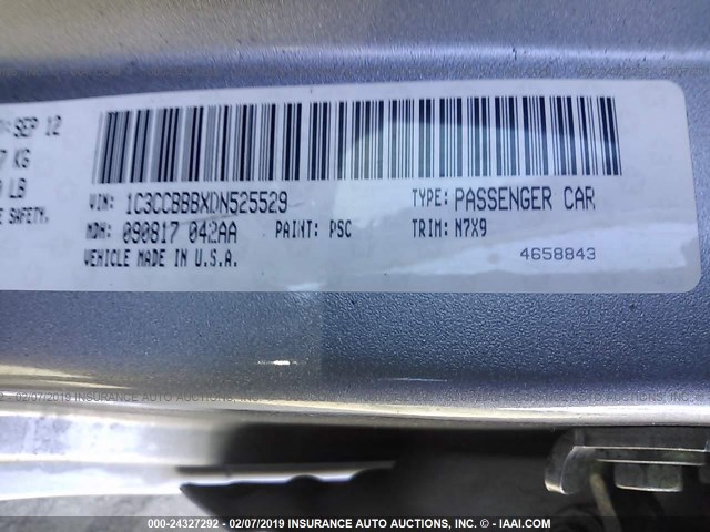 1C3CCBBBXDN525529 - 2013 CHRYSLER 200 TOURING SILVER photo 9