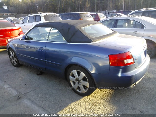 WAUAC48HX5K000318 - 2005 AUDI A4 1.8 CABRIOLET BLUE photo 3