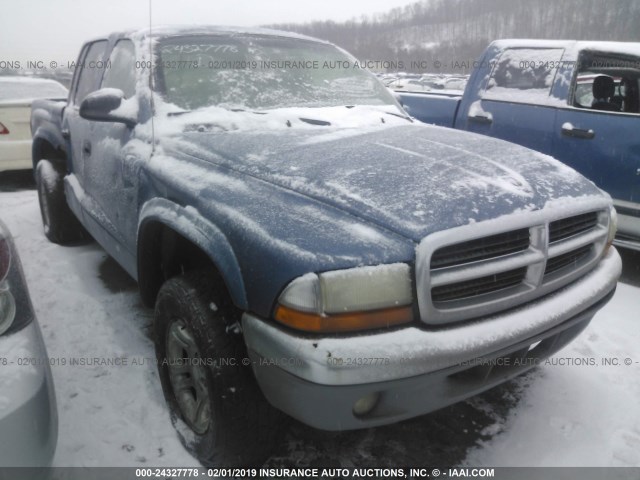 1D7HG48N14S641065 - 2004 DODGE DAKOTA QUAD SLT BLUE photo 1