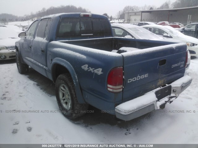 1D7HG48N14S641065 - 2004 DODGE DAKOTA QUAD SLT BLUE photo 3