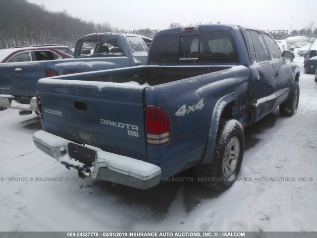 1D7HG48N14S641065 - 2004 DODGE DAKOTA QUAD SLT BLUE photo 4