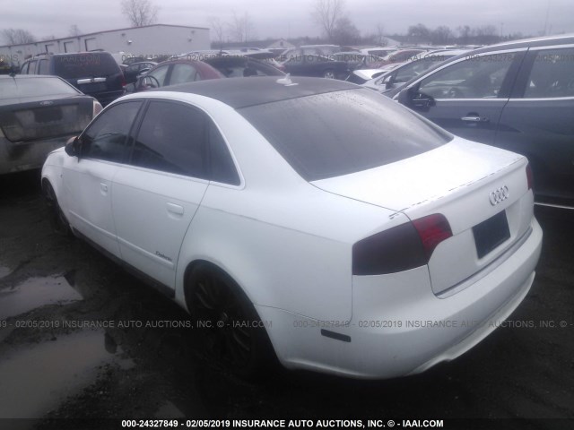 WAUDF78E28A138280 - 2008 AUDI A4 2.0T QUATTRO WHITE photo 3