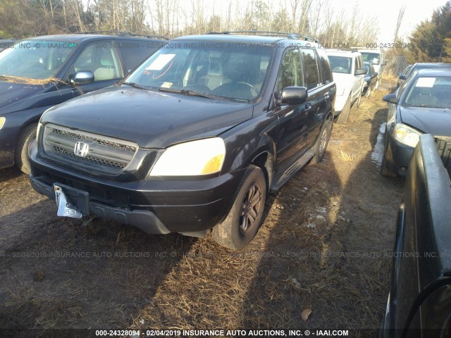 2HKYF18785H535337 - 2005 HONDA PILOT EXL BLACK photo 2