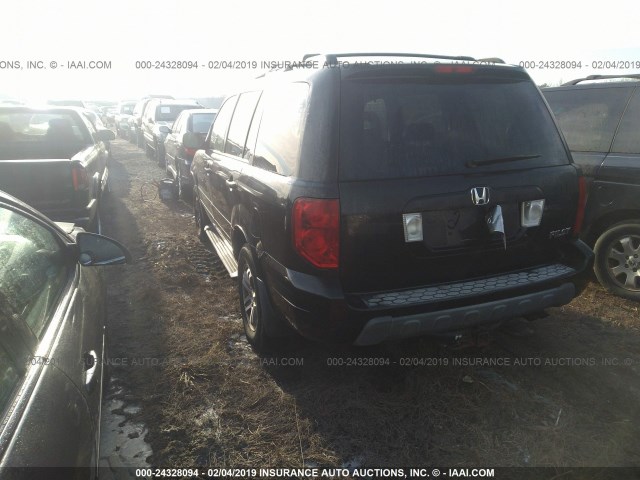 2HKYF18785H535337 - 2005 HONDA PILOT EXL BLACK photo 3