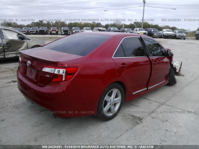 4T1BF1FK4DU661370 - 2013 TOYOTA CAMRY L/SE/LE/XLE RED photo 4