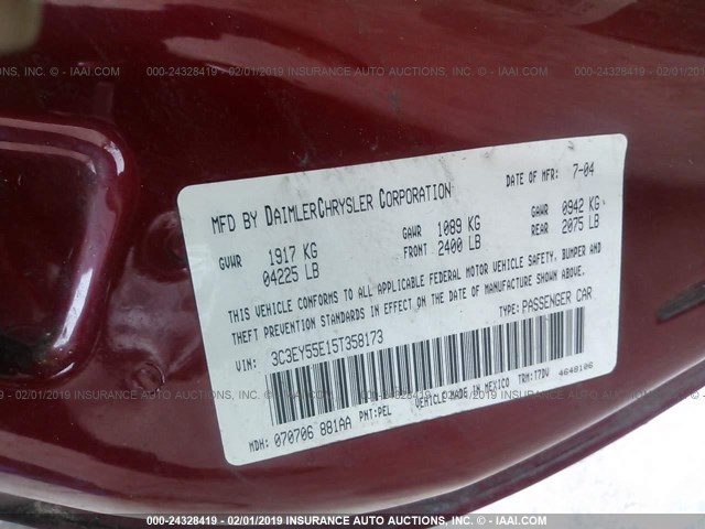 3C3EY55E15T358173 - 2005 CHRYSLER PT CRUISER TOURING RED photo 9