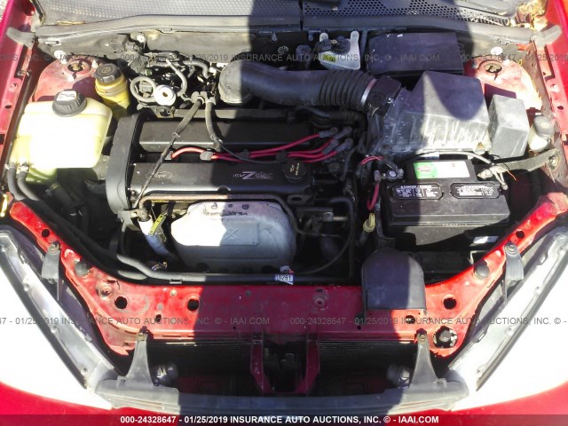 3FAFP31381R116246 - 2001 FORD FOCUS ZX3 RED photo 10