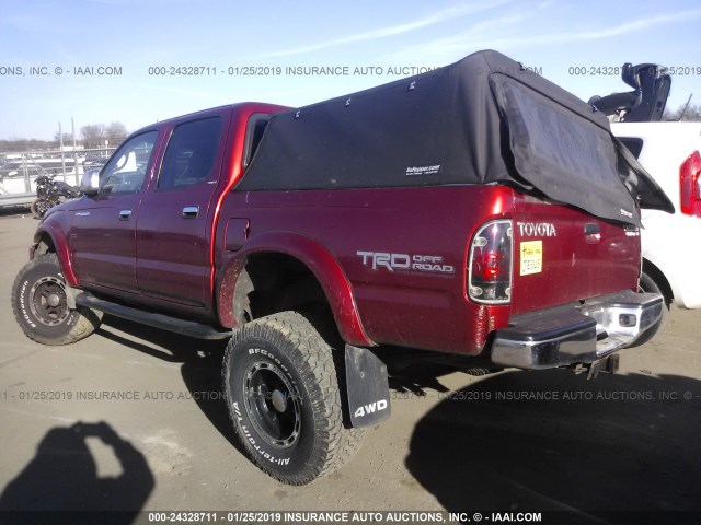 5TEHN72N22Z126840 - 2002 TOYOTA TACOMA DOUBLE CAB 红色 照片 3
