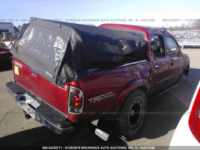 5TEHN72N22Z126840 - 2002 TOYOTA TACOMA DOUBLE CAB 红色 照片 4