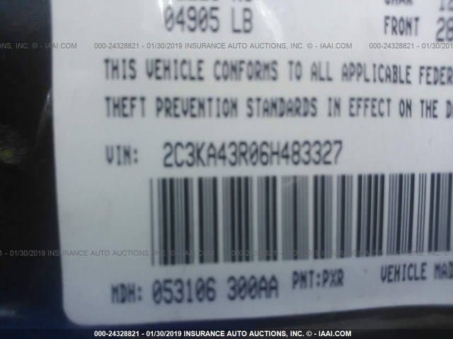 2C3KA43R06H483327 - 2006 CHRYSLER 300 BLACK photo 9