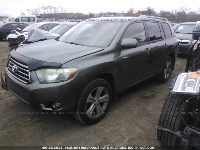 JTEDS43A082012376 - 2008 TOYOTA HIGHLANDER SPORT GRAY photo 2