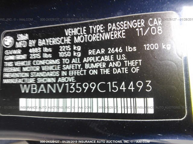 WBANV13599C154493 - 2009 BMW 528 XI BLACK photo 9