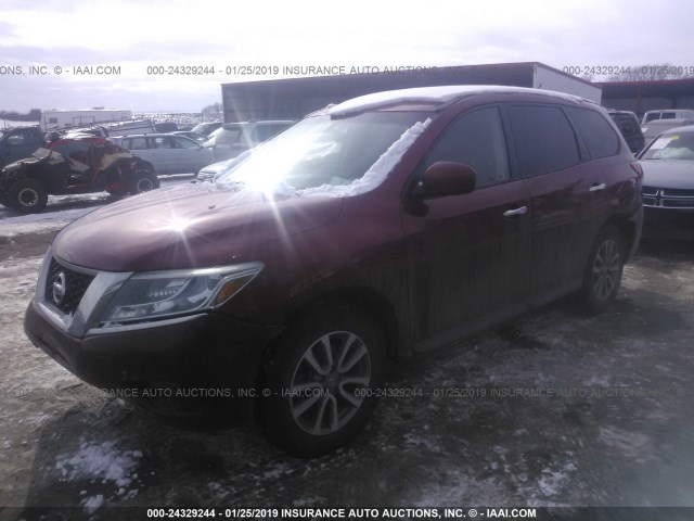 5N1AR2MN8EC693719 - 2014 NISSAN PATHFINDER S/SV/SL/PLATINUM RED photo 2