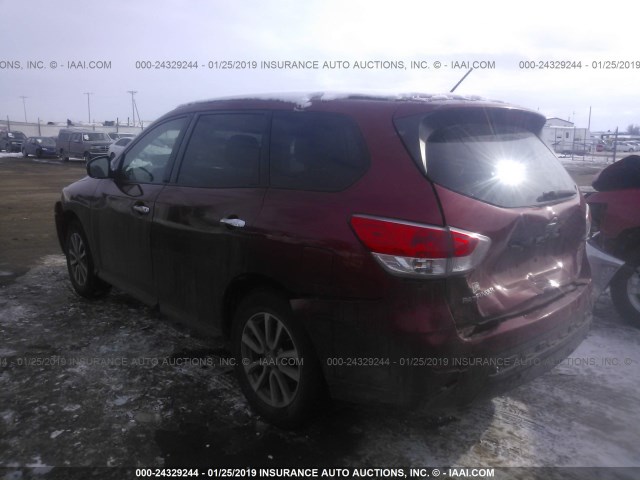 5N1AR2MN8EC693719 - 2014 NISSAN PATHFINDER S/SV/SL/PLATINUM RED photo 3