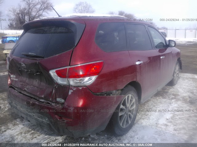 5N1AR2MN8EC693719 - 2014 NISSAN PATHFINDER S/SV/SL/PLATINUM RED photo 4
