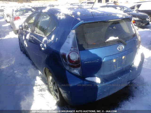 JTDKDTB36E1566333 - 2014 TOYOTA PRIUS C BLUE photo 3