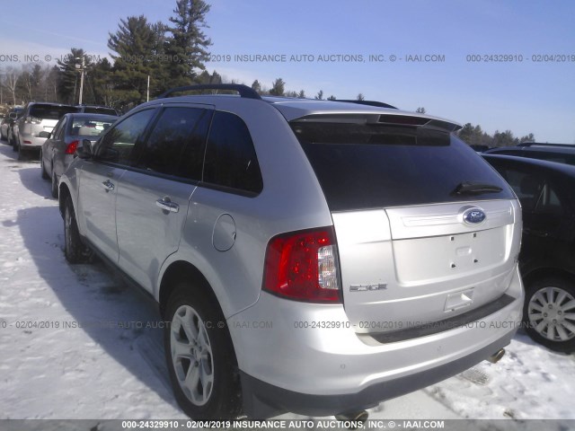 2FMDK4JC3BBB44876 - 2011 FORD EDGE SEL SILVER photo 3