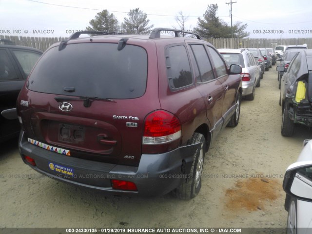 KM8SC73E95U016869 - 2005 HYUNDAI SANTA FE GLS/LX RED photo 4