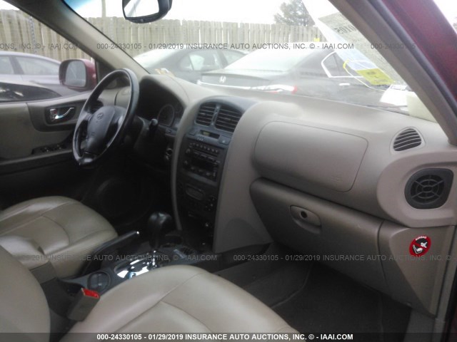 KM8SC73E95U016869 - 2005 HYUNDAI SANTA FE GLS/LX RED photo 5