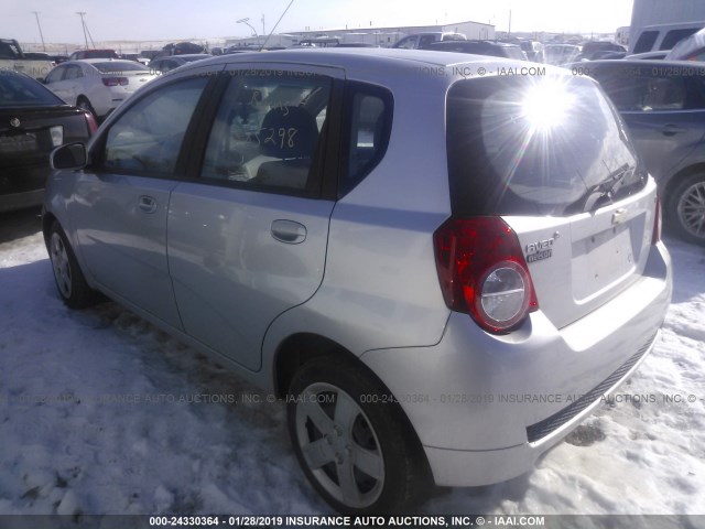 KL1TG66E19B385298 - 2009 CHEVROLET AVEO LT SILVER photo 3