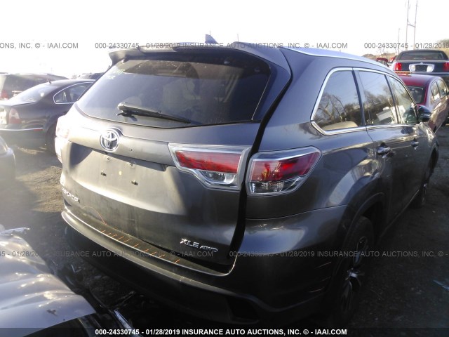 5TDJKRFH3GS238500 - 2016 TOYOTA HIGHLANDER XLE GRAY photo 4