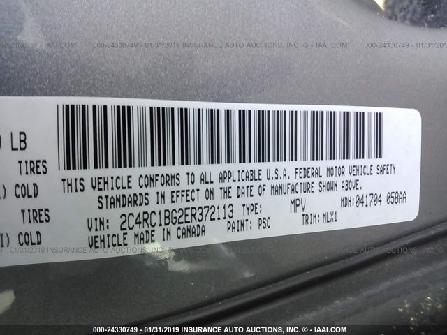 2C4RC1BG2ER372113 - 2014 CHRYSLER TOWN & COUNTRY TOURING SILVER photo 9