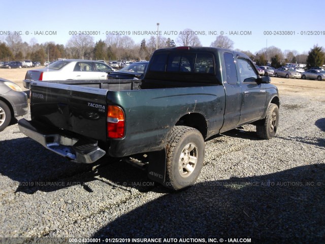 4TAWM72N6YZ667691 - 2000 TOYOTA TACOMA XTRACAB GREEN photo 4