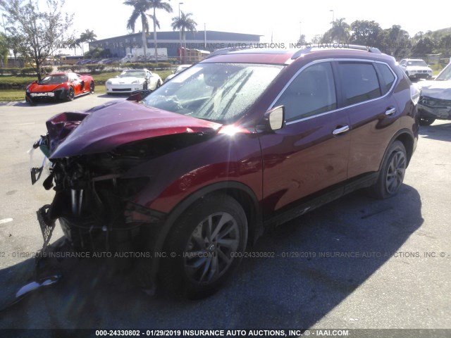 5N1AT2MT1GC806977 - 2016 NISSAN ROGUE S/SL/SV BURGUNDY photo 2